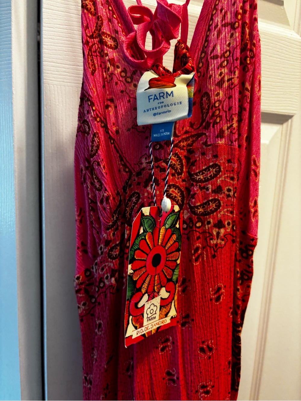 FARM Rio NWT Hot Pink Modern-Bandana Printed Sundress XS